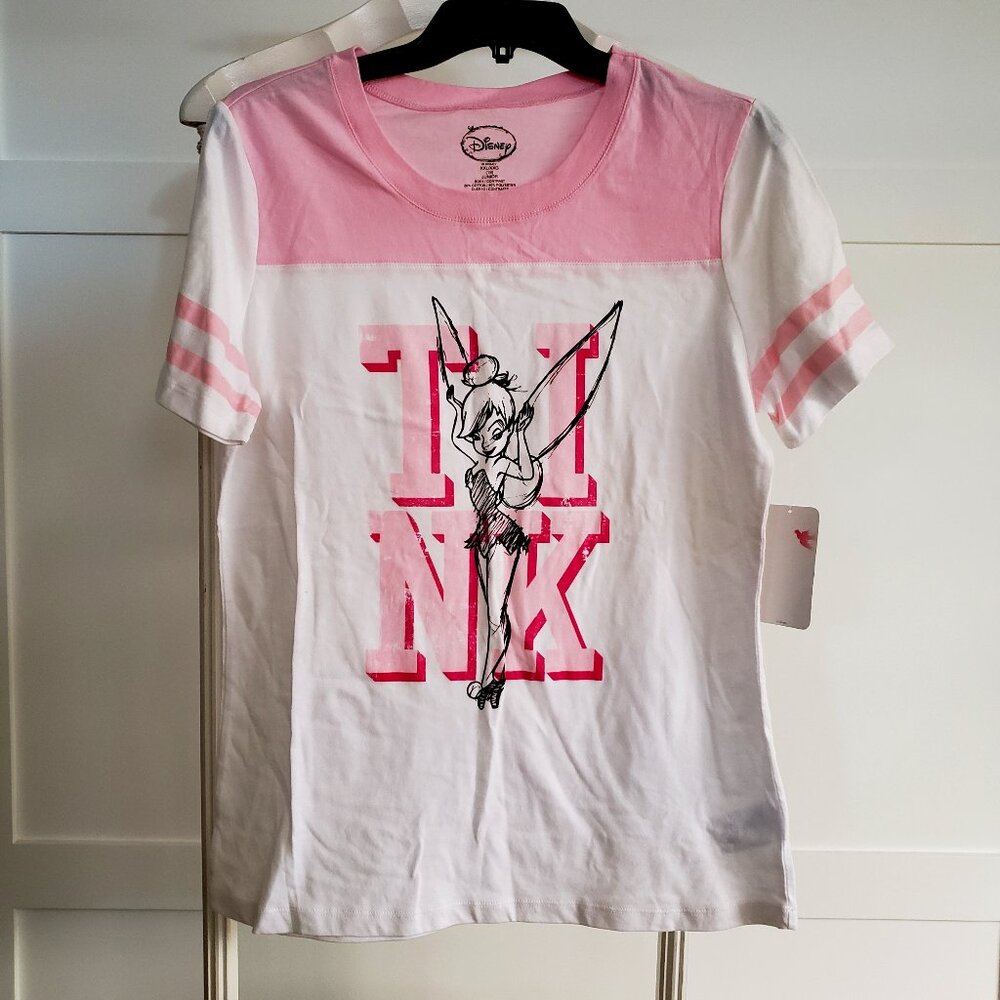 🔖 BNWT DISNEY Tinkerbell TINK pink/white racer stripe cotton blend (XXL-19)